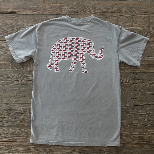 Alabama Crimson Tide Tusky Elephant Pattern Comfort Colors Grey T-Shirt