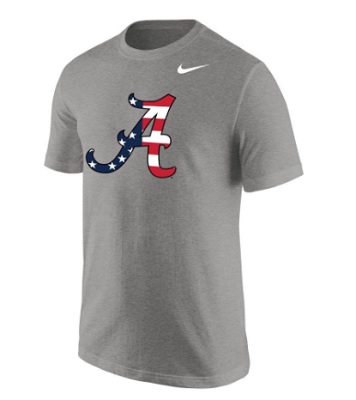 Alabama Crimson Tide T-Shirt - Nike - USA Flag - Performance - Grey