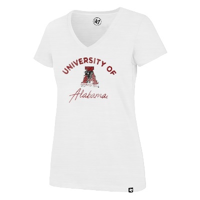 Alabama Crimson Tide T-Shirt - 47 Brand - Ladies - University of Alabama - Vintage Logo - White