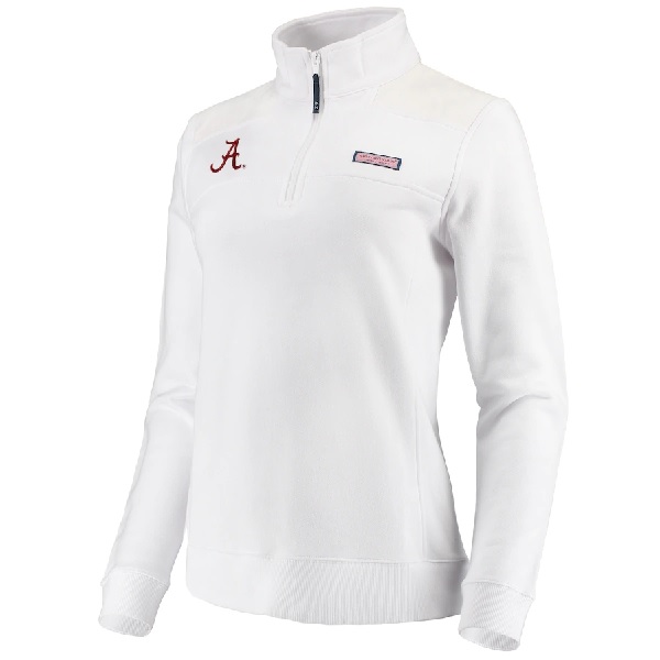 Alabama Crimson Tide Vineyard Vines Womens Shep Shirt Quarter Zip Pullover Jacket White
