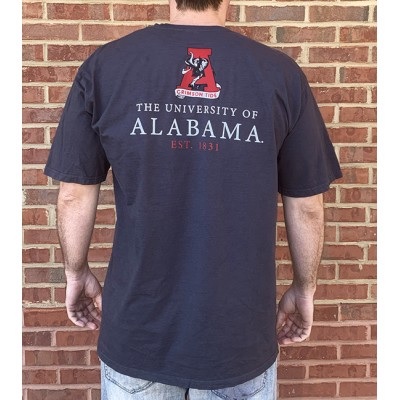 Alabama Crimson Tide T-Shirt - University of Alabama - Vintage Logo - Pocket - Comfort Colors - Black