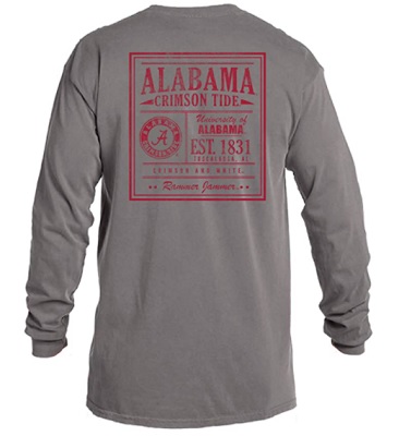 Alabama Crimson Tide T-Shirt - Image One - Rammer Jammer - Comfort Colors - Long Sleeve - Grey