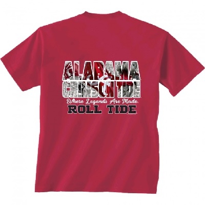 Alabama Crimson Tide T-Shirt - New World Graphics - Tide Where Legends Are Made Roll Tide - Crimson