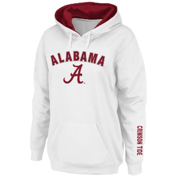 Alabama Crimson Tide Womens Arch & Logo 1 Pullover Hoodie White