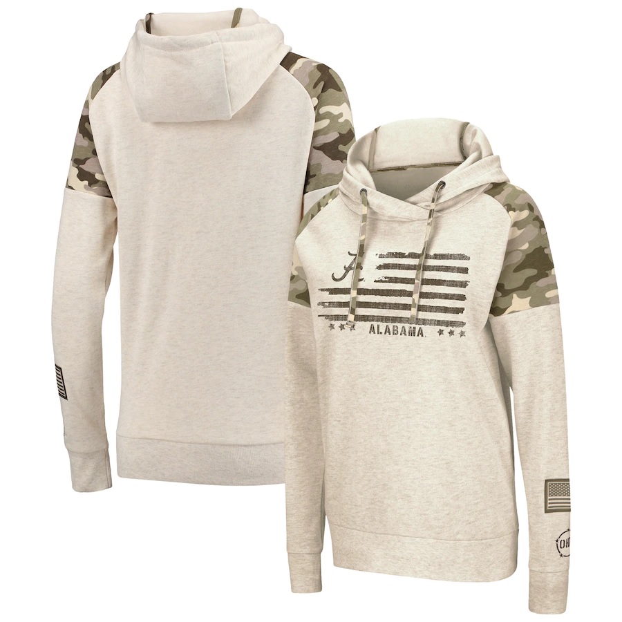 Alabama Crimson Tide Womens Camo Raglan Pullover Hoodie Military Appreciation By Colosseum