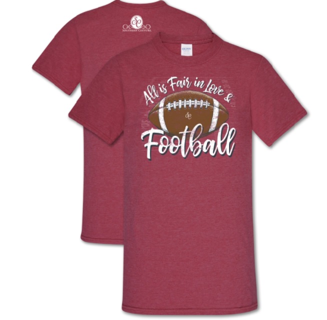 Alabama Crimson Tide T-Shirt - Ladies - All Is Fair In Love And Football - Football - Crimson