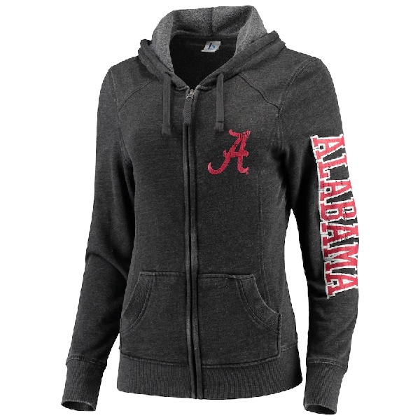 Alabama Crimson Tide Womens Rally Enzyme Washed Full Zip Hoodie Heathered Charcoal