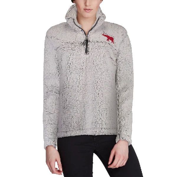 Alabama Crimson Tide Womens Sherpa Super Soft Quarter Zip Pullover Jacket Gray
