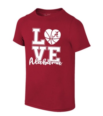 Alabama Crimson Tide T-Shirt - The Victory - Youth/Kids - Love Basketball - Basketball - Heart/Love - Crimson