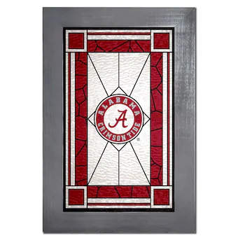 Alabama Crimson Tide 11 x 19 Wood Faux Stained Glass Sign