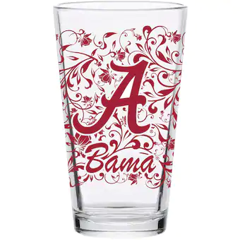 Alabama Crimson Tide 16oz Floral Pint Glass