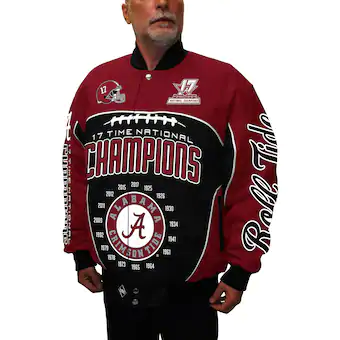 Alabama Crimson Tide 17 Time National Champions Commemorative Twill Full Snap Jacket Crimson