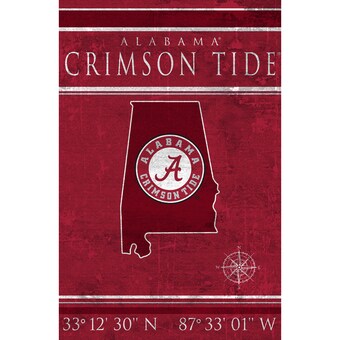 Alabama Crimson Tide 17 x 26 Team Coordinates Sign