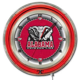 Alabama Crimson Tide 19 Elephant Logo Neon Wall Clock