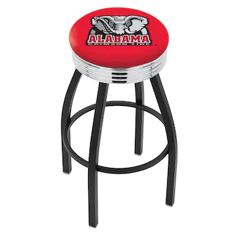 Alabama Crimson Tide 25 Alternate Black Wrinkle Swivel Bar Stool with Chrome Ribbing