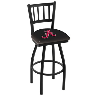 Alabama Crimson Tide 25 Black Alternate Wrinkle Swivel Bar Stool with Jailhouse Back