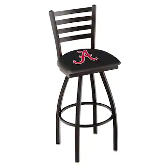 Alabama Crimson Tide 25 Black Alternate Wrinkle Swivel Bar Stool with Ladder Style Back