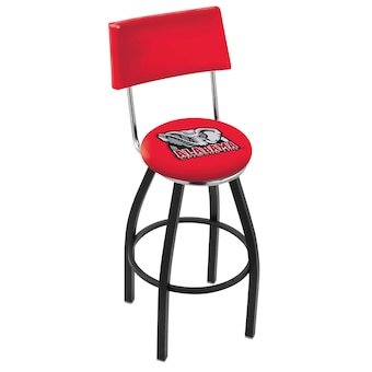 Alabama Crimson Tide 25 Black Wrinkle Swivel Bar Stool with Back