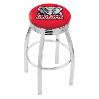 Alabama Crimson Tide 25 Chrome Swivel Bar Stool with 25 Ribbed Accent Ring