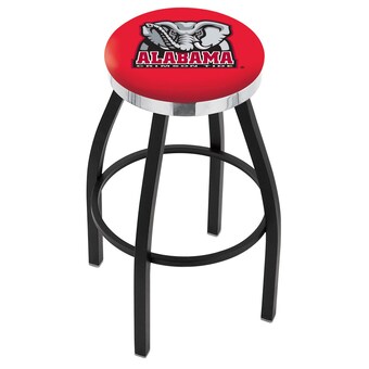 Alabama Crimson Tide 25 Mascot Black Wrinkle Swivel Bar Stool with Chrome Accent