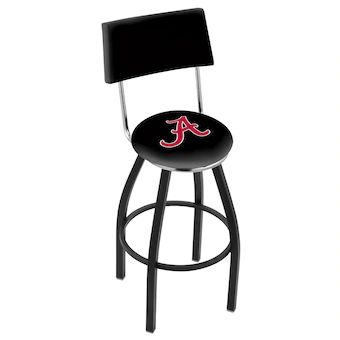 Alabama Crimson Tide 25 Team Black Wrinkle Swivel Bar Stool with Back