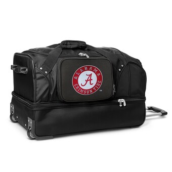 Alabama Crimson Tide 27 2 Wheel Rolling Drop Bottom Duffel Bag Black