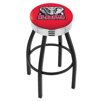 Alabama Crimson Tide 30 Alternate Black Wrinkle Swivel Bar Stool with Chrome Ribbed Ring