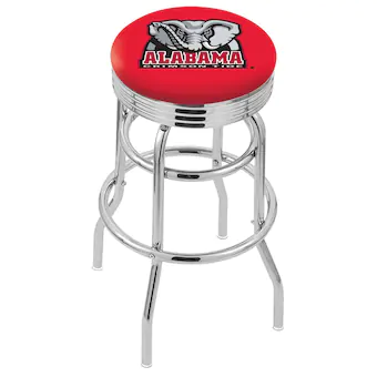 Alabama Crimson Tide 30 Alternate Chrome Double Ring Swivel Bar Stool with 25 Ribbed Ring