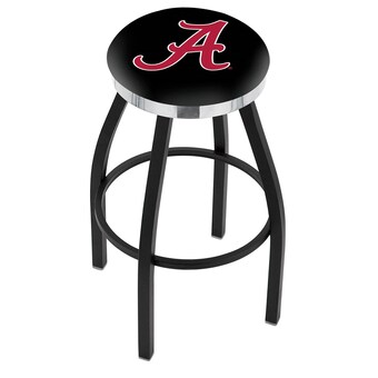 Alabama Crimson Tide 30 Black Wrinkle Swivel Bar Stool with Chrome Accent Ring