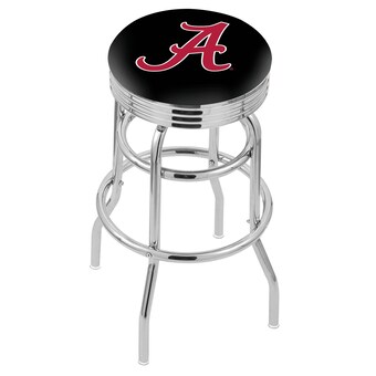 Alabama Crimson Tide 30 Chrome Double Ring Swivel Bar Stool with 25 Ribbed Ring