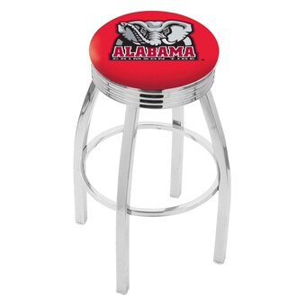 Alabama Crimson Tide 30 Chrome Swivel Bar Stool with 25 Ribbed Accent Ring