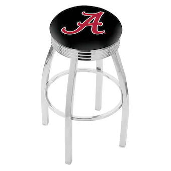 Alabama Crimson Tide 30 Team Chrome Swivel Bar Stool with 25 Ribbed Accent Ring