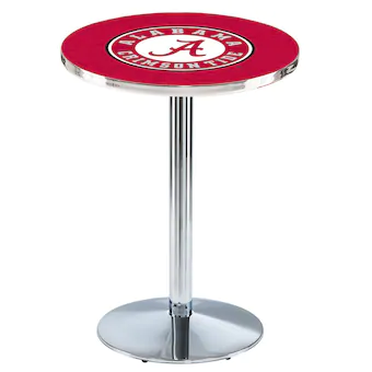 Alabama Crimson Tide 42 Alternate Round Foot Chrome Pub Table