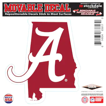 Alabama Crimson Tide 6 x 6 Repositionable State Shape Decal