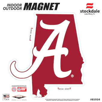 Alabama Crimson Tide 6 x 6 State Shape Car Magnet