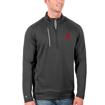 Alabama Crimson Tide Antigua Big & Tall Generation Quarter Zip Pullover Jacket Anthracite