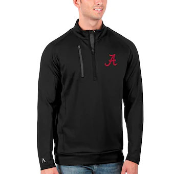 Alabama Crimson Tide Antigua Big & Tall Generation Quarter Zip Pullover Jacket Black