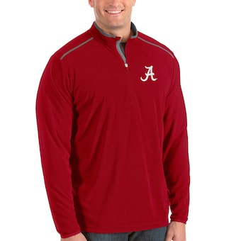 Alabama Crimson Tide Antigua Big & Tall Glacier Half Zip Pullover Jacket Red Gray