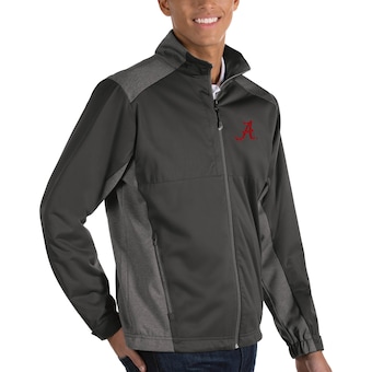 Alabama Crimson Tide Antigua Big & Tall Revolve Full Zip Jacket Charcoal