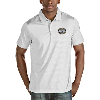 Alabama Crimson Tide Antigua College Football Playoff 2020 National Champions Gold Logo Quest Polo White Silver