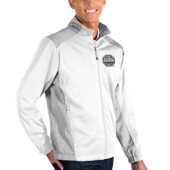 Alabama Crimson Tide Antigua College Football Playoff 2020 National Champions Gold Logo Revolve Full Zip Jacket White Heather Gray