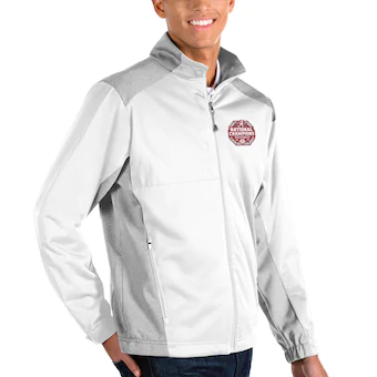 Alabama Crimson Tide Antigua College Football Playoff 2020 National Champions Revolve Full Zip Jacket White Heather Gray