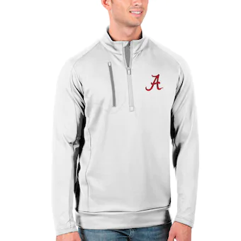 Alabama Crimson Tide Antigua Generation Half Zip Pullover Jacket White Silver