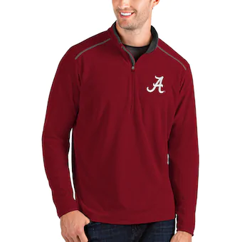 Alabama Crimson Tide Antigua Glacier Quarter Zip Pullover Jacket Crimson Charcoal