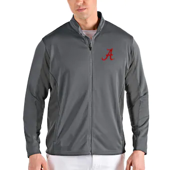 Alabama Crimson Tide Antigua Passage Full Zip Jacket Gray Charcoal