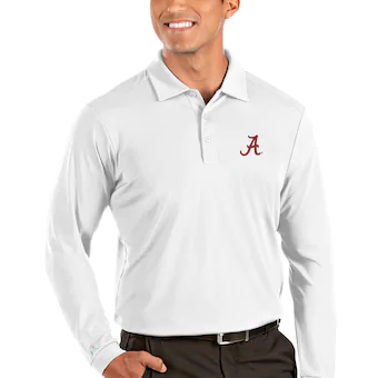 Alabama Crimson Tide Antigua Tribute Long Sleeve Polo White