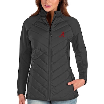 Alabama Crimson Tide Antigua Womens Altitude Full Zip Puffer Jacket Charcoal