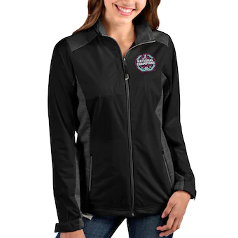 Alabama Crimson Tide Antigua Womens College Football Playoff 2020 National Champions Neon Revolve Full Zip Jacket Black Heathered Black