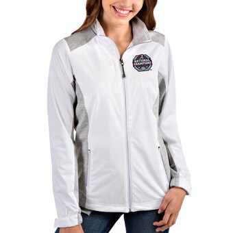 Alabama Crimson Tide Antigua Womens College Football Playoff 2020 National Champions Neon Revolve Full Zip Jacket White Heathered Gray