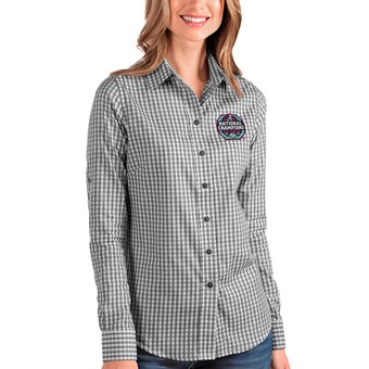 Alabama Crimson Tide Antigua Womens College Football Playoff 2020 National Champions Neon Structure Button Up Long Sleeve Shirt Black White